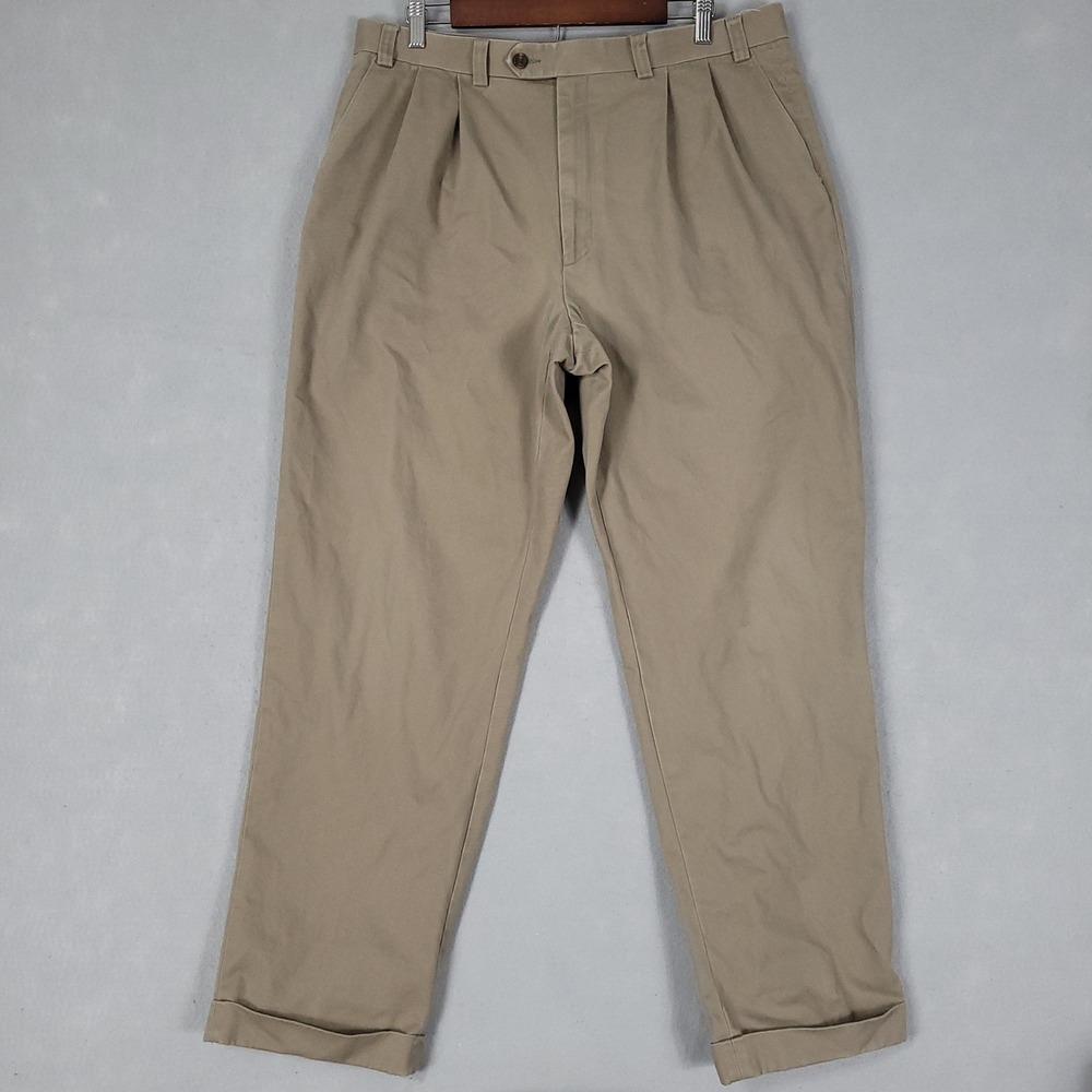 Lauren Ralph Lauren Pants Mens 36x31 Tan Pleated Straight Cotton Chino Old Money